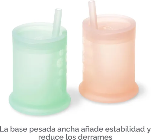 Vista 6 de Olababy Taza de entrenamiento de silicona con tapa con popote Taza para beber agua para bebés 6+ meses de bebé a 12-18 meses Taza para beber