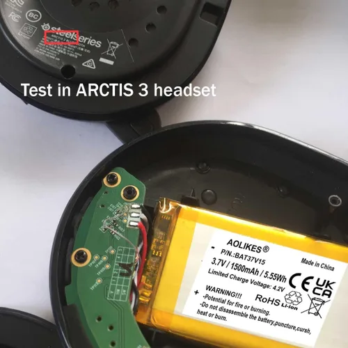Vista 4 de AOLIKES Batería de repuesto de 1500mAh 3.7V 503759 para auriculares inalámbricos SteelSeries Arctis 7/Arctis 7X/Arctis 7P/Arctis 7P+/Arctis 3/Arctis