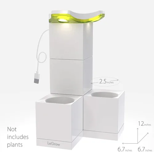 Vista 6 de LeGrow Maceta de interior con luz LED de crecimiento, temporizador automático de 12 horas, 7 días sin riego, 2 macetas de riego automático