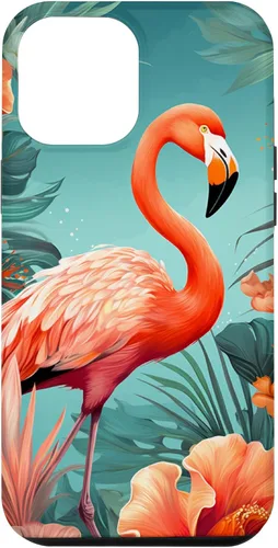 Vista 30 de Tropical Pink Flamingo Teal Orange Wildflower Palm Leaves Case for iPhone 17