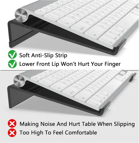 Vista 5 de Soporte de teclado de acrílico para escritorio de computadora, elevador de teclado con inclinación y elevación, soporte de teclado para escritorio