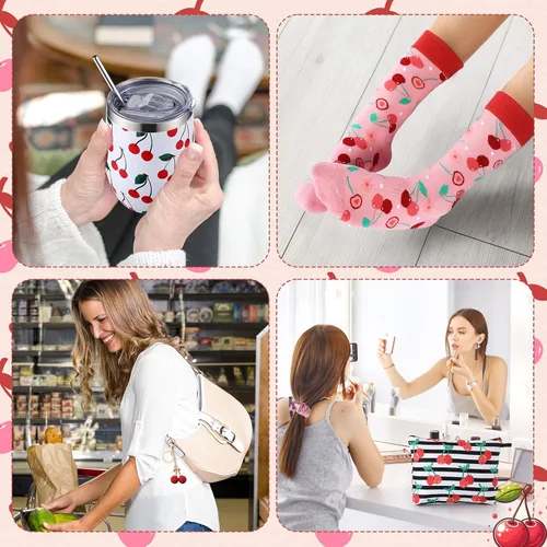 Vista 5 de Landical - Juego de regalo de 59 piezas de cereza rosa para mujer