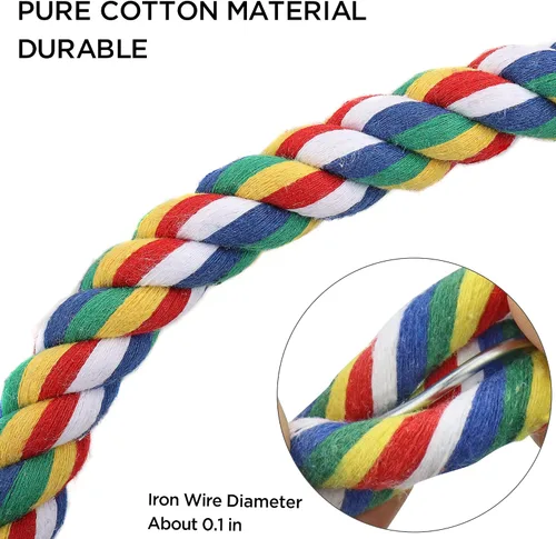 Vista 6 de Mygeromon - Cuerda para pájaros, accesorios de escalada (tuerca de metal de 31.5 pulgadas) para periquito, loro, cacatúas, periquito, colorido