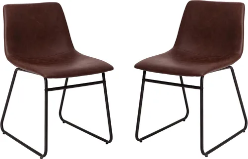 Vista 16 de Flash Furniture Butler LeatherSoft - Juego de 2 sillas de altura para mesa de comedor de 18 pulgadas, estilo moderno de mediados de siglo