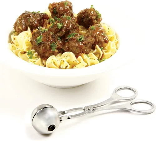Vista 4 de Norpro 155 mini meatballer de acero inoxidable, Silver, Plateado