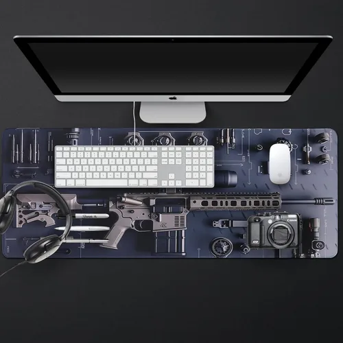 Vista 6 de Genial arma militar para construir piezas de arma, alfombrilla de mouse grande para juegos, alfombrilla de escritorio para teclado y alfombrilla