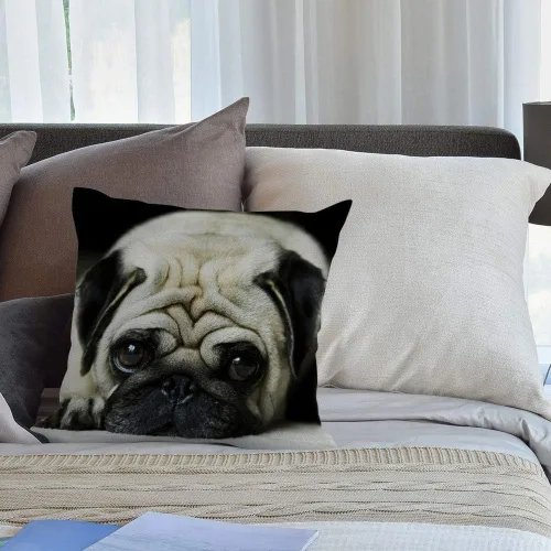 Vista 4 de HGOD DESIGNS Funda de almohada de perro Pug de 18 x 18 pulgadas con cremallera de dos lados