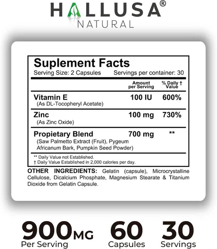Vista 6 de Hallusa Natural Próstata Inflamada - Prostatitis - Pastillas para la próstata - HALLPROST 60 CAPSULAS