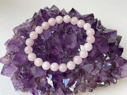 Vista 6 de DHYANARSH Pulsera de cuentas de piedra de cuarzo rosa, cuentas naturales certificadas de 0.315 in para amor incondicional
