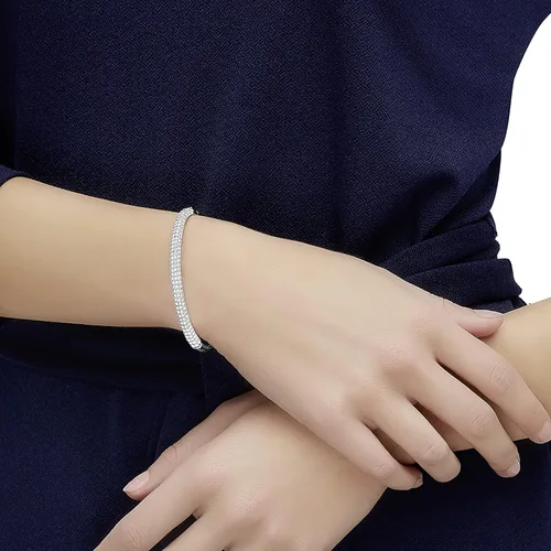 Vista 8 de Swarovski Stone Bangle Bracelet Collection, Clear Crystals, Pink Crystals