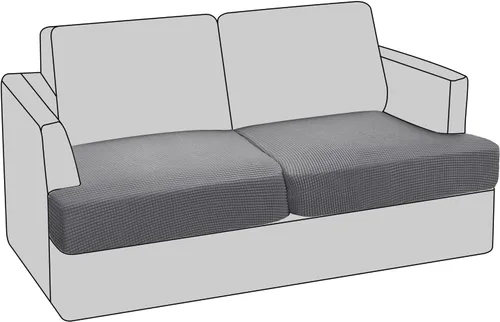 Vista 13 de PrinceDeco Funda elástica para sofá biplaza con cojín en forma de T para sofá de 2 cojines, funda de asiento con parte inferior elástica, apta