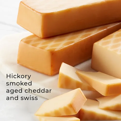 Vista 2 de Hickory Farms Mezcla de queso cheddar ahumado, paquete de 3, 10 onzas cada uno - Artículo de comida para charcutería