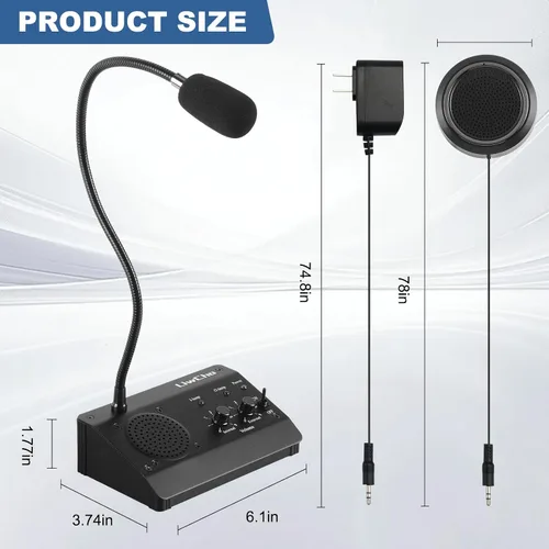 Vista 7 de Intercomunicador de ventana, sistema de altavoces de ventana de doble vía para negocios, banco, oficina, hospital, mostrador, tienda, estación