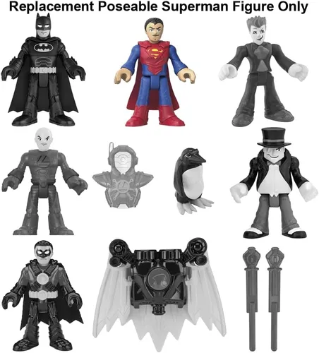 Vista 2 de Mattel Pieza de repuesto para Imaginext Deluxe Figure Pack Playset – GWX46 ~ Figura de Superman Poseable de Repuesto ~ Vestido en azul y rojo