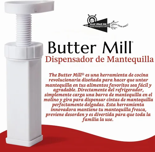 Vista 4 de MAX SPACE - Molinillo de mantequilla – Diseñado en Estados Unidos + fabricado en China – Dispensador de mantequilla Transparente
