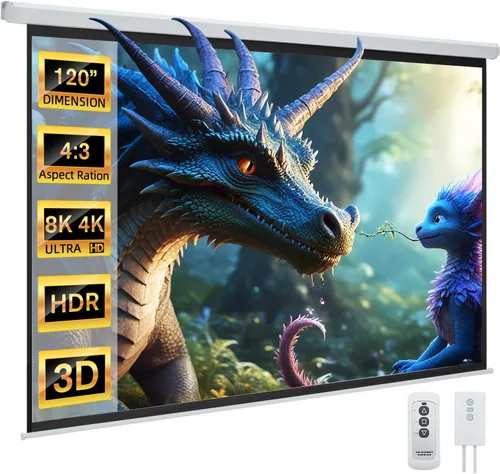 Vista 10 de YODOLLA Pantalla de proyector Motorizada Auto Pull Down Pantallas (150 '' 16:9 Negro)