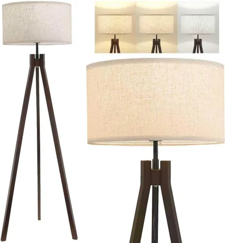 Vista 12 de ELYONA Lámpara de pie para sala de estar, trípode de madera maciza de fresno con control remoto, lámpara de pie regulable sin pasos para dormitorio