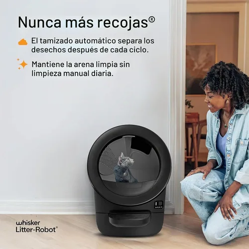 Vista 5 de Whisker Litter-Robot EVO Bundle - Caja de arena automática para gatos autolimpiante, diseño compacto que ahorra espacio, control avanzado de olores