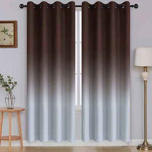 Vista 192 de SimpleHome Cortinas degradadas degradadas para oscurecer la habitación de 36 pulgadas de largo para dormitorio, con ojales y bloqueo de luz Negro