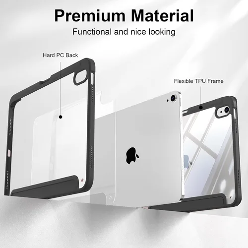 Vista 4 de Funda para iPad (A16) de 11ª generación de 11 pulgadas 2025, funda para iPad de 10.9 pulgadas 2022 con soporte para lápices, funda a prueba de Negro