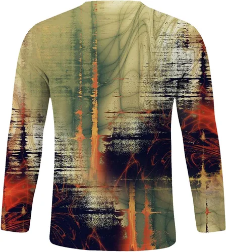 Vista 3 de DuDubaby Camisetas novedosas para hombre, de manga larga, con estampado casual, cuello redondo, blusa