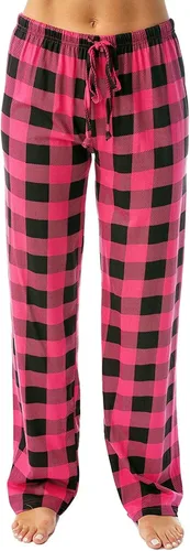 Vista 2 de Pantalones de pijama para mujer, a cuadros, lisos, suaves, cómodos, para descansar, pantalones de pierna ancha, ropa de dormir