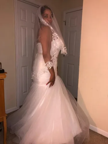 Vista 15 de Vestido de novia formal sin tirantes con encaje, largo de sirena para mujer 2019 WD162
