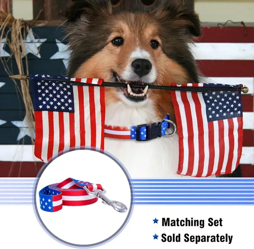 Vista 3 de Native Pup Correa para perro con bandera estadounidense (bandera estadounidense)