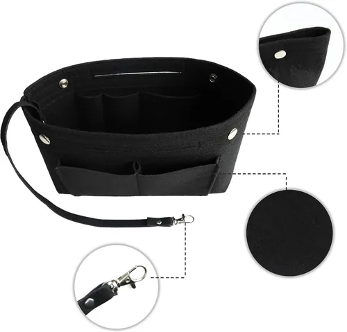 Vista 3 de MISIXILE Organizador de fieltro para bolso de mano, organizador de bolsa de mano, se adapta a Speedy Neverfull con asas y llavero, Negro