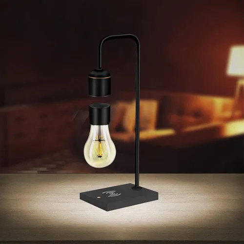 Vista 4 de Lámpara Levitante Moderna Única con Luz Flotante y Cargador Inalámbrico Qi Integrado, Diseño Innovador y Sencillo, Luz Nocturna Decorativa Cálida