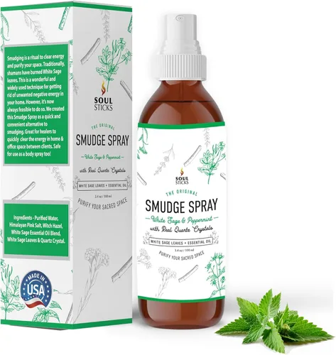 Vista 16 de SOUL STICKS Spray de Palo Santo y Sándalo para Limpieza y Energía Negativa Spray de Palo Santo 3.5oz con Cristales de Cuarzo Reales Spray