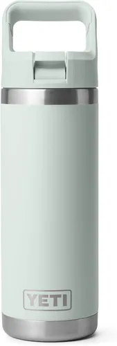 Vista 21 de YETI Rambler Botella de 18 onzas, aislada al vacío, de acero inoxidable con tapa de popote a juego de colores, rojo rescate