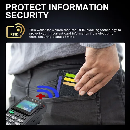 Vista 5 de Hoewina Cartera delgada para hombre, bolsillo frontal minimalista con bloqueo RFID, billetera de cuero delgada para tarjetas de viaje, regalos