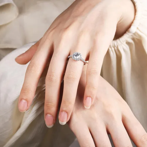 Vista 3 de Anillos de compromiso de plata de ley 925 de 1.2 quilates para mujer, anillos de compromiso de circonita cúbica de corte cojín para ella, talla 4-12