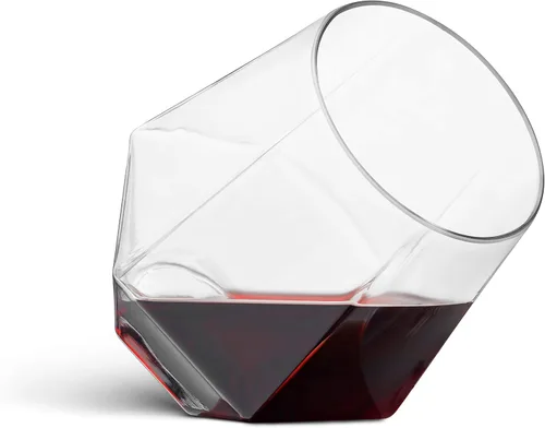 Vista 5 de Munfix Copas de vino de plástico sin tallo, paquete de 32 – en forma de diamante, irrompibles, desechables, de 12 onzas, de plástico transparente