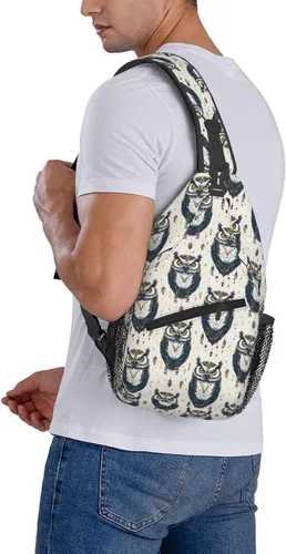 Vista 6 de Small Crossbody Bags for Women Men - Vintage Tribal Style Owl Print Adjustable Shoulder Bag Fanny Packs Belt Sling Bag Crossbody Purses Backpack for