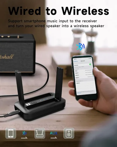 Vista 5 de Micrófonos inalámbricos, sistema de micrófono de mano dual para karaoke y Negro