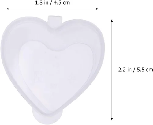 Vista 3 de Didiseaon Recipiente de condimentos en forma de corazón, de plástico transparente, cajas pequeñas con tapa para el hogar, cocina, comida