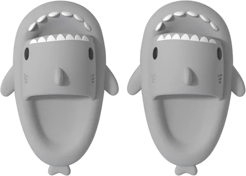 Vista 4 de ChayChax- Sandalias con diseño de tiburónnubecaricatura antideslizantes de punta abierta para niños y niñas, muy cómodas, bonitas, suela gruesa