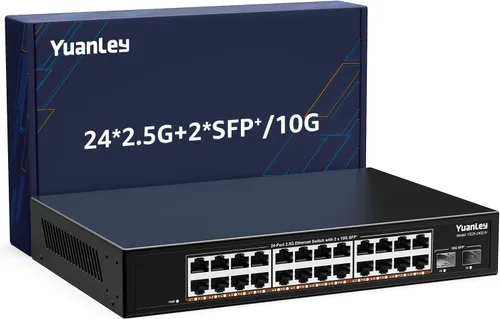 Vista 13 de Switch Ethernet no gestionado de 6 puertos 2.5G, 4 puertos Base-T de 2.5G, 2 SFP de 10G, compatible con 100/1000/2500Mbps, VLAN, sin ventilador