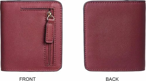 Vista 5 de Gostwo - Cartera compacta de piel genuina de lujo para mujer con bloqueo de RFID y ventana de identificación