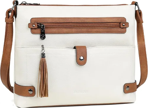 Vista 6 de FADEON Bolsos cruzados grandes para mujer, bolso cruzado de cuero de diseñador, bolso de hombro con múltiples bolsillos