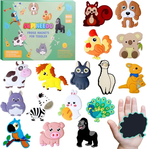 Vista 12 de SUPINEEDO Imanes para Refrigerador para Niños de 1 a 3 años, Imanes de Animales para Niños, Regalo Educativo y Ocupacional para Bebés, Imanes