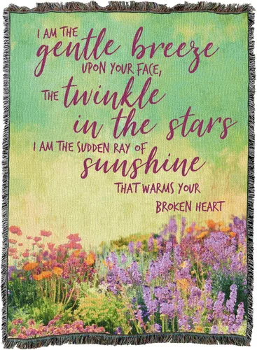 Vista 2 de Pure Country Weavers Manta con texto en inglés "I Am The Gentle Breeze Upon Your Face" con diseño de flores, para regalo de duelo y condolencia
