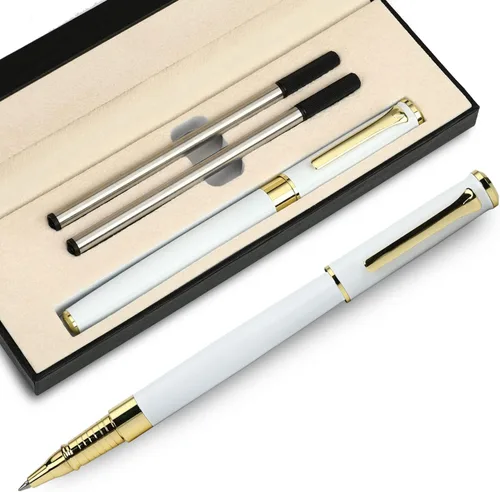 Vista 10 de YIVONKA Bolígrafo de lujo, línea de recambio negra, ancho de 0.02 pulgadas, el mejor regalo de bolígrafo de oficina para hombres y mujeres, Negro