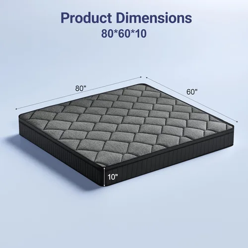 Vista 2 de Vipbear Colchón híbrido tamaño Queen de 10 pulgadas en caja con resortes individuales en bolsillo, espuma viscoelástica de sensación media firme
