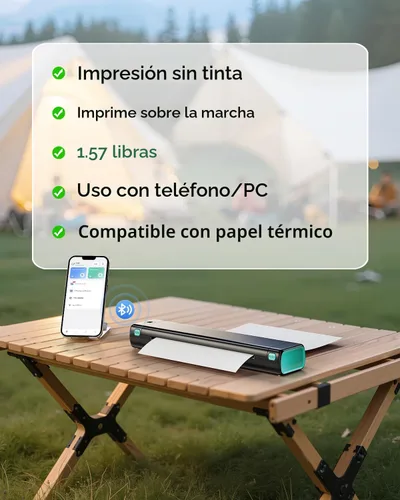 Vista 6 de Phomemo Impresoras portátiles inalámbricas para viajes, M08F impresora térmica Bluetooth compatible con papel tamaño carta de EE.UU. de 8.5"x11