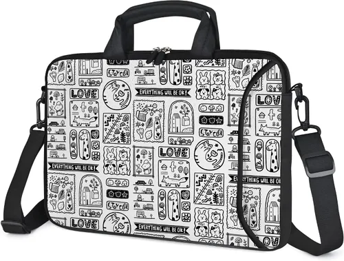 Vista 4 de RICHEN - Bolso bandolera para portátil de 17 pulgadas con asa, compatible con portátiles de 15.6/16/17/17.3/17.4 pulgadas