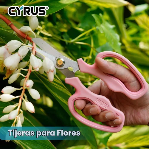 Vista 7 de Tijeras florales de acero inoxidable rosa con removedor de puñaladas