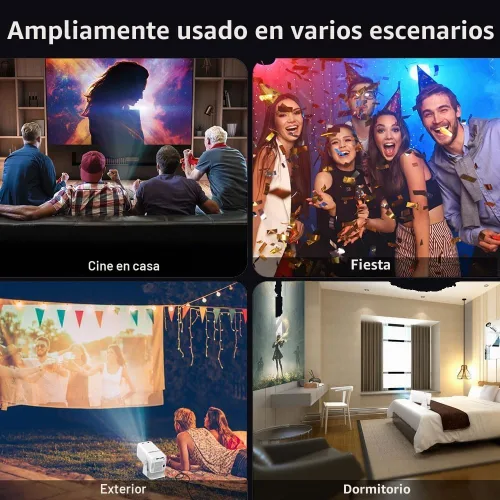Vista 7 de 【Keystone automático】Mini proyector PONER SAUND portátil proyector nativo 1080P 300 ANSI, soporte 4K rotación de 180°, película